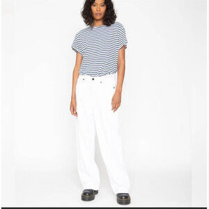 Sandrine Rose Wide Leg High Rise Denim Jeans in Dust White - 28